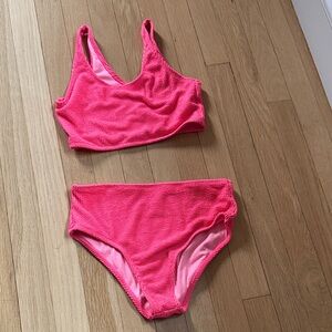 Pink Textured Bikini Set